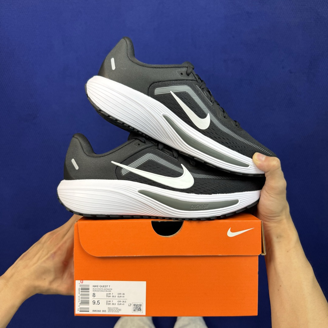 Nike Quest 7 网布透气 低帮跑步鞋 大厂纯原，1:1顶级品质！ 第1色:黑白 货号：IM6368-005 尺