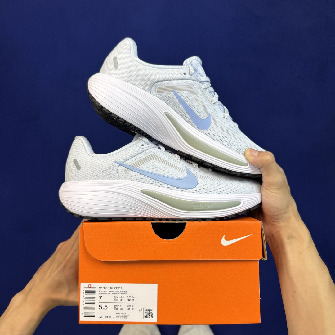 Nike Quest 7 网布透气 低帮跑步鞋 大厂纯原，1:1顶级品质！ DY第2色:白蓝 货号：IM9291-002