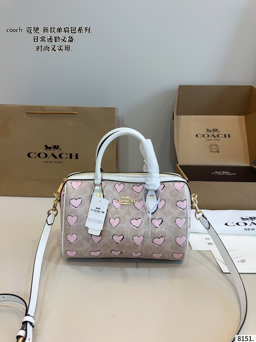 Con caja de regalo 🎁. Coach 蔻驰 bolso de Boston. Clásico y versátil, nunca pasa de moda. Pequeño bolso tipo almohada, m…