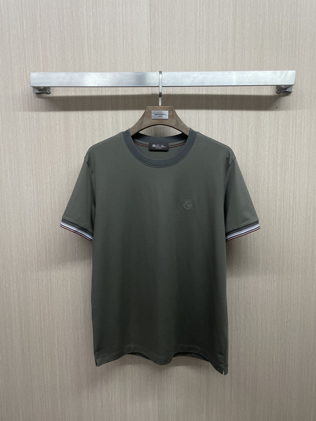 Мужская футболка Loro Piana из микса модала и хлопка с контрастными манжетами