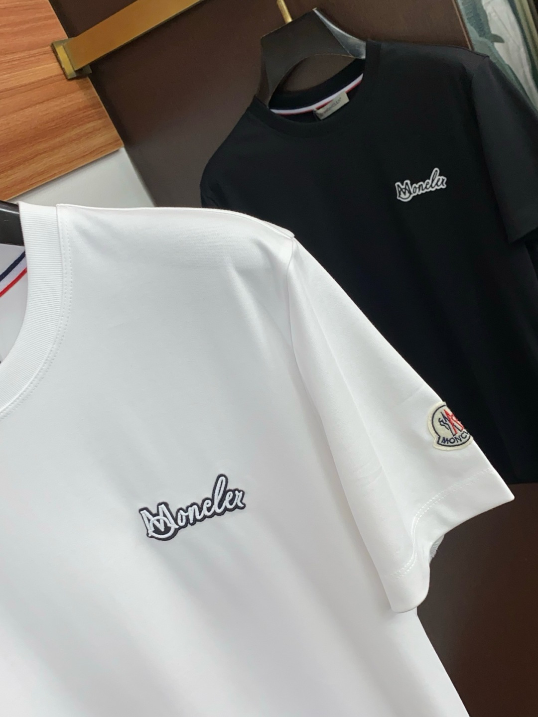 Moncler White Script Logo T-Shirt