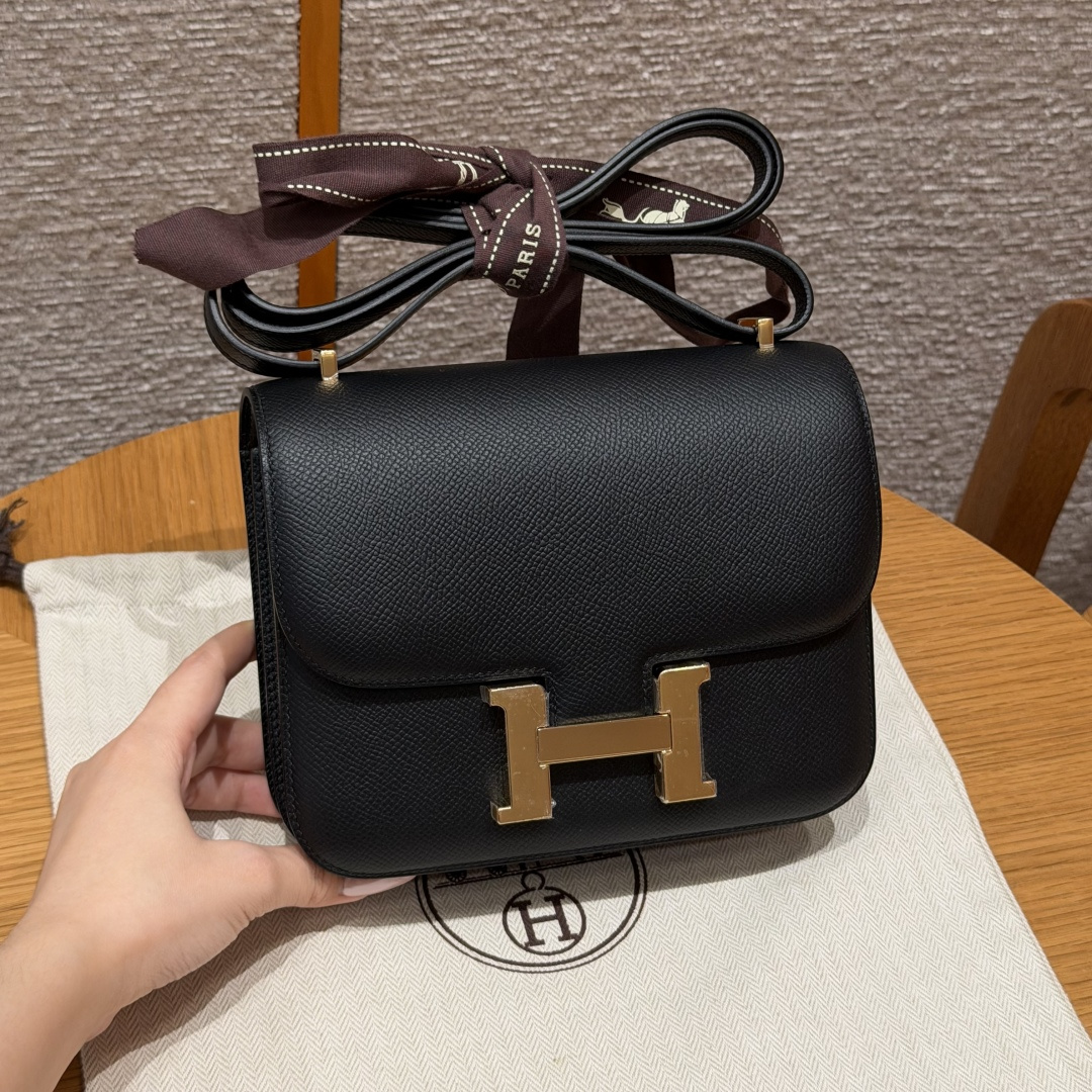 에르메스 콘스탄스 18 cm 블랙 앱송 가죽 가방 145023