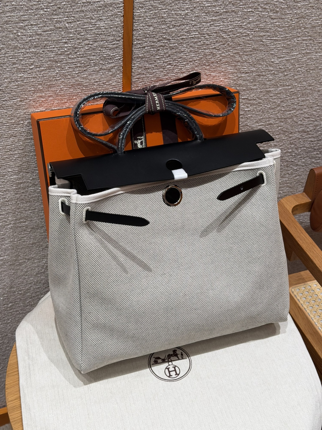 Canvas Leather Handbag Shoulder Bag Silver Buckle Saddle Stud Lock