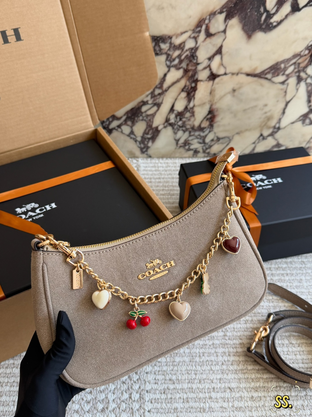 Coach Beige suede shoulder