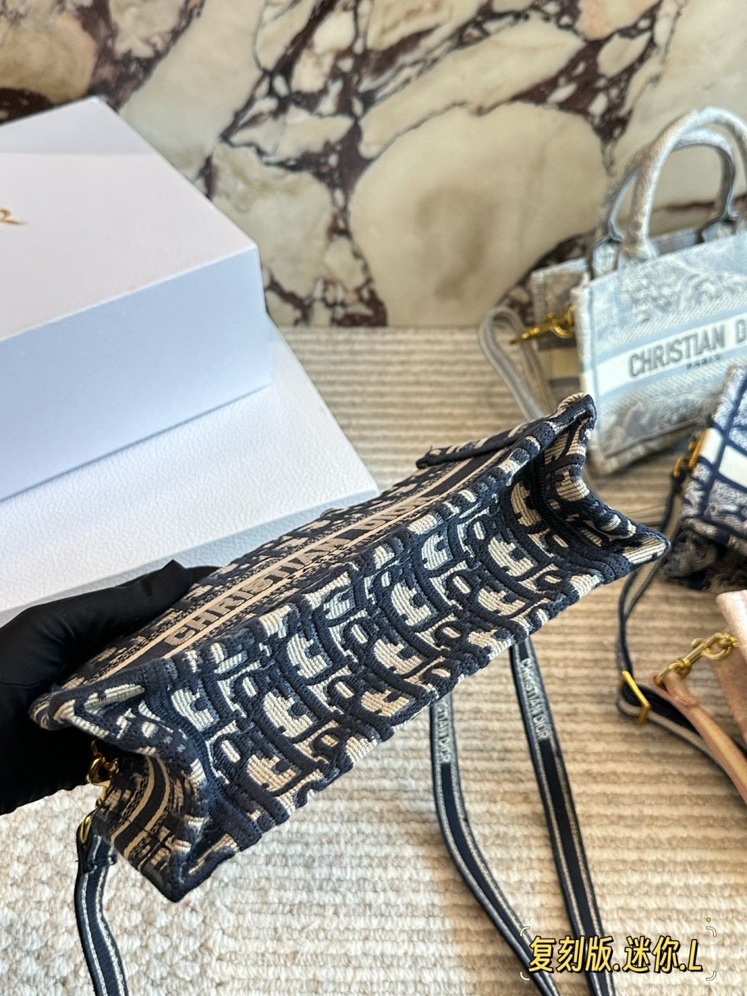 Dior Mini Tote Blue and Beige Oblique Blue and Beige Dior Oblique everyday
