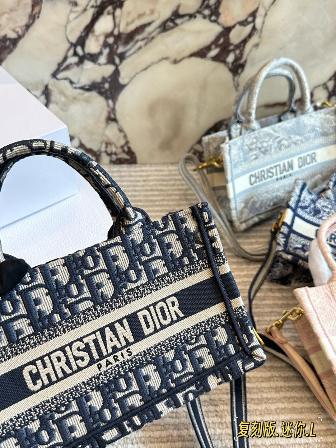 Dior Mini Tote Blue and Beige Oblique Blue and Beige Dior Oblique everyday