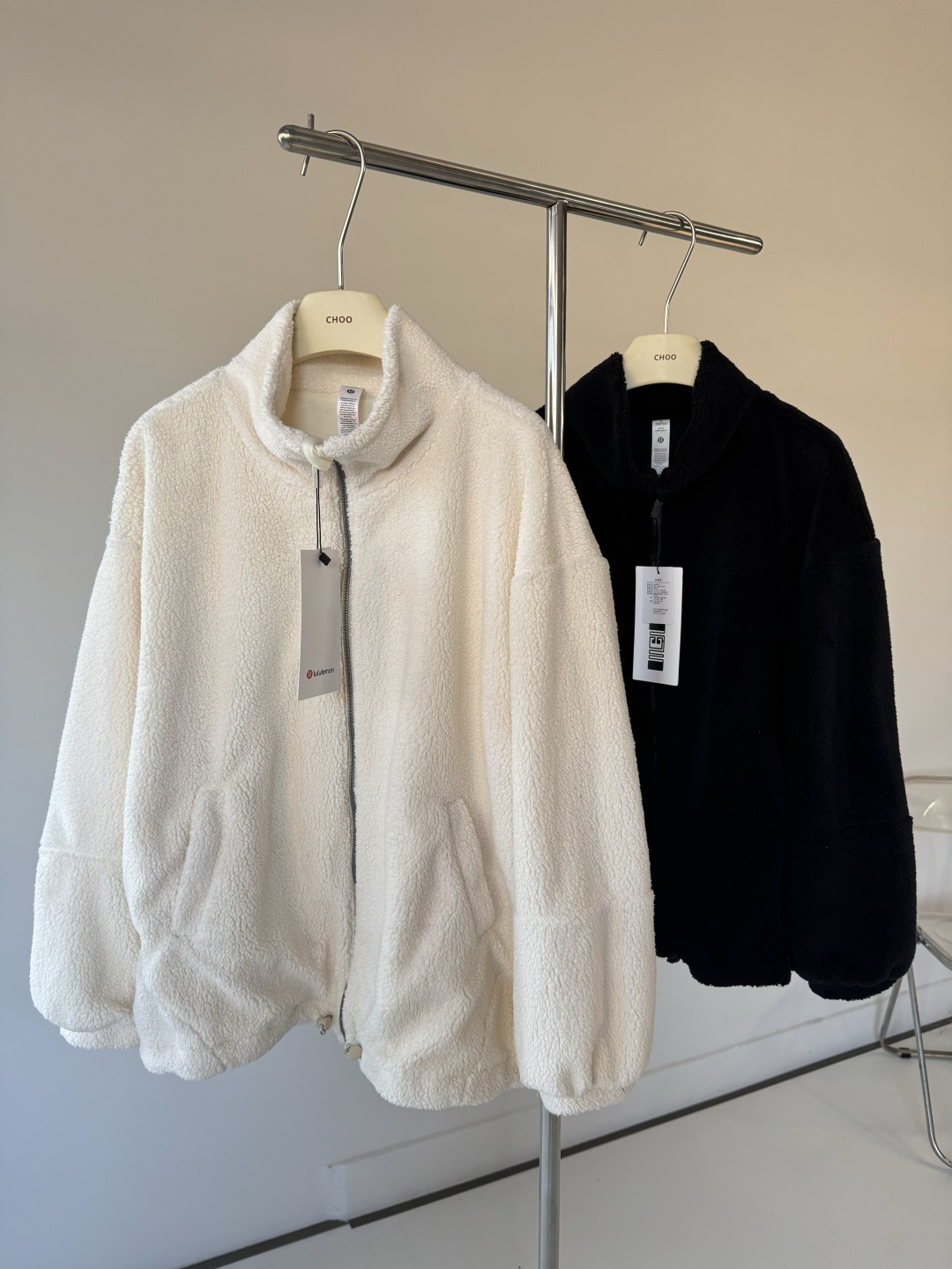 Lululemon Textured Fleece jacket everyday white and black yoga