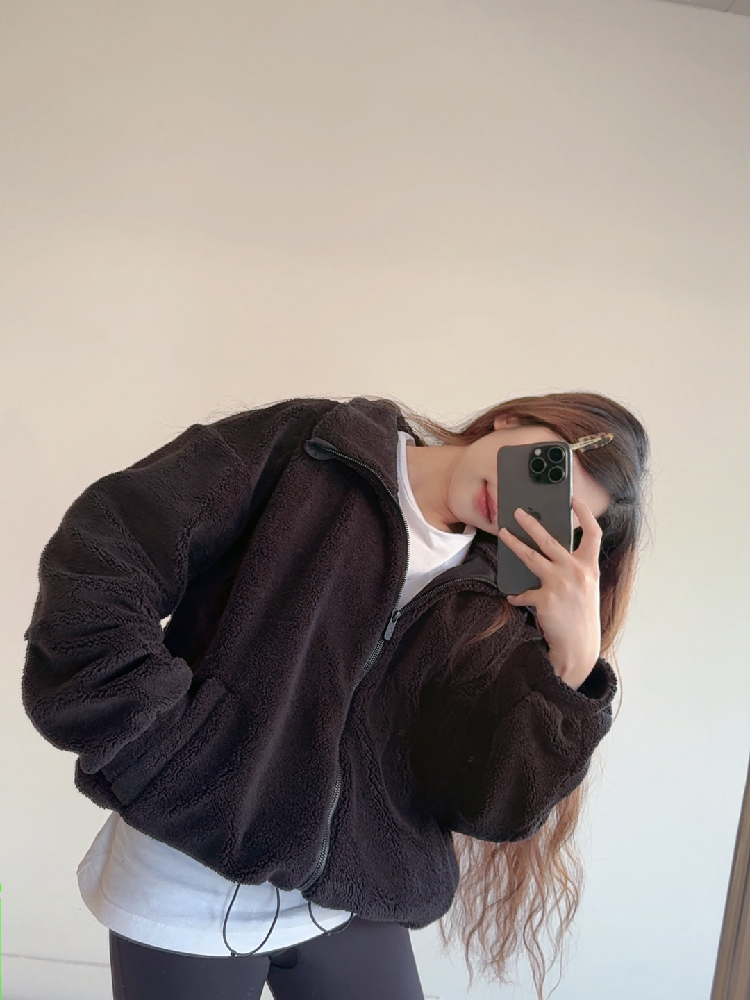 Lululemon Textured Fleece jacket everyday dark brown yoga