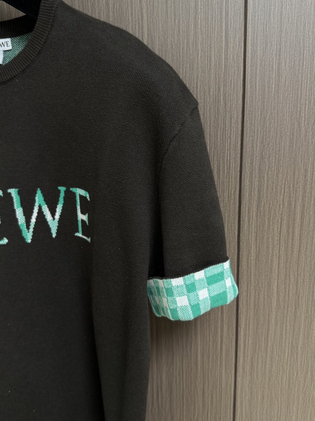 Loewe Checkered Jacquard Knit Top - Wool Blend Short Sleeve Tee 5 cmp i1760106856603 3045 0 3