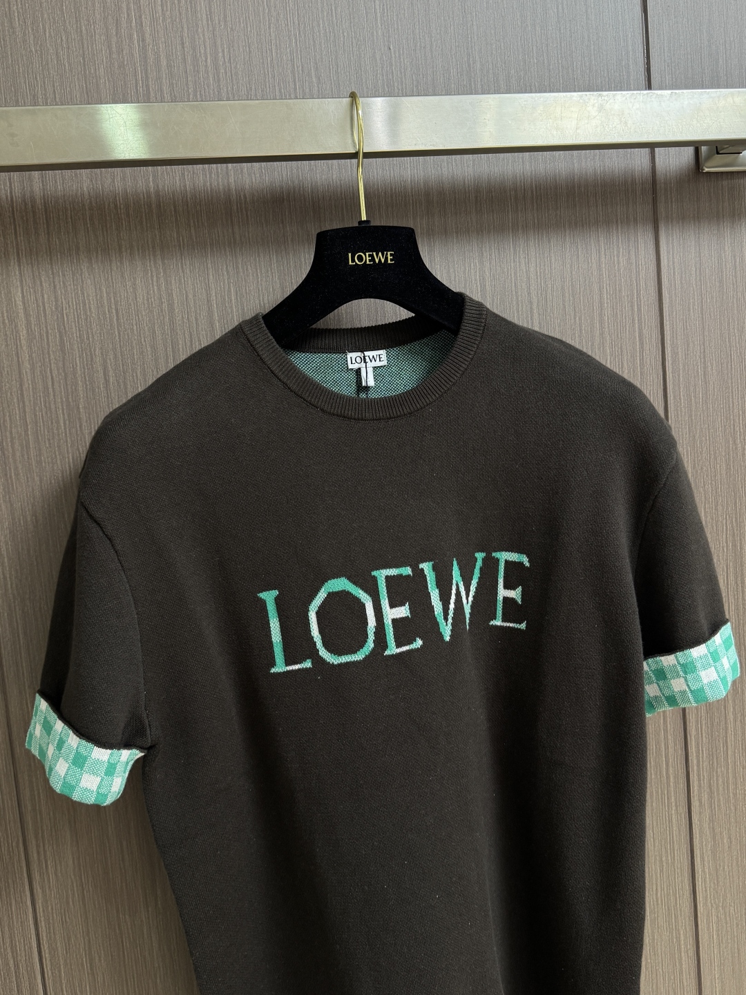 Loewe Checkered Jacquard Knit Top - Wool Blend Short Sleeve Tee 8 cmp i1760106856962 3893 0 6