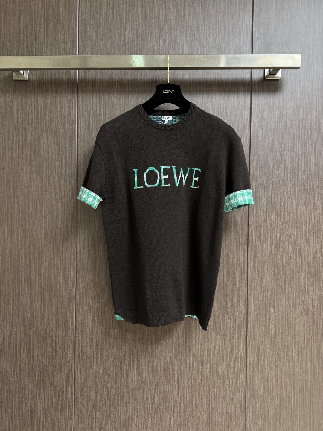 Loewe Checkered Jacquard Knit Top - Wool Blend Short Sleeve Tee 2 cmp i1760106859821 3245 0 0