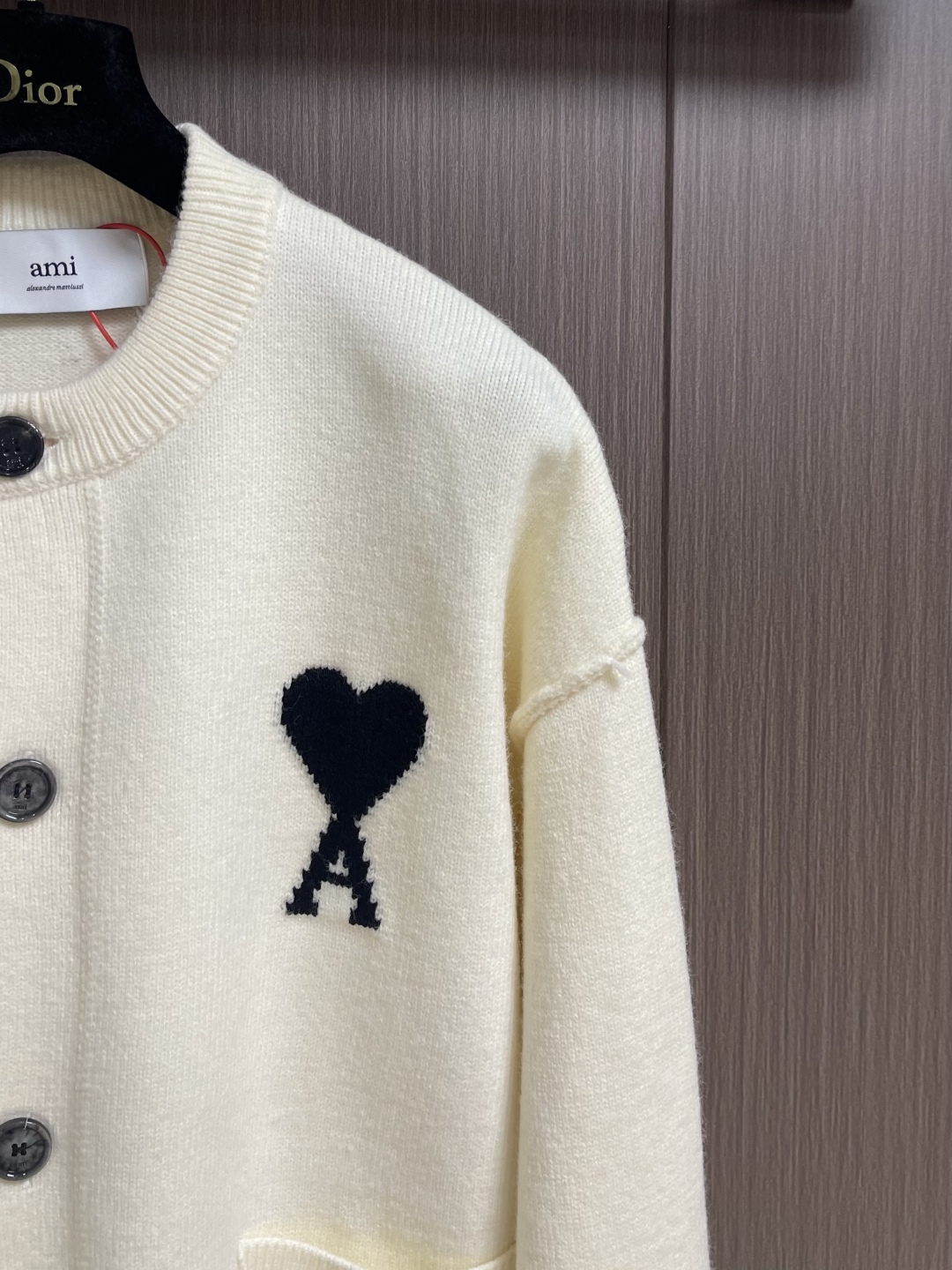Ami Paris Knitted Cardigan with Heart Jacquard - Soft Merino Wool 5 cmp i1760774202302 61 0 3