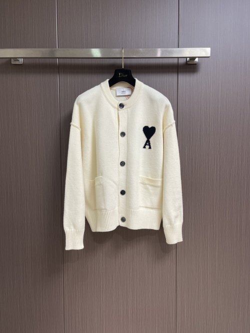 Ami Paris Knitted Cardigan with Heart Jacquard - Soft Merino Wool 20 Ami Paris Knitted Cardigan with Heart Jacquard – Soft Merino Wool