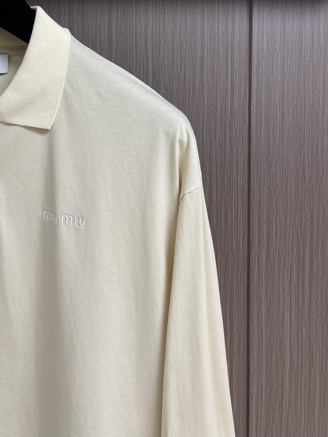 Miu Miu Beige Long Sleeve Polo Shirt - Embroidered Logo, Cotton Piqué 5 cmp i1760984868169 8542 0 4