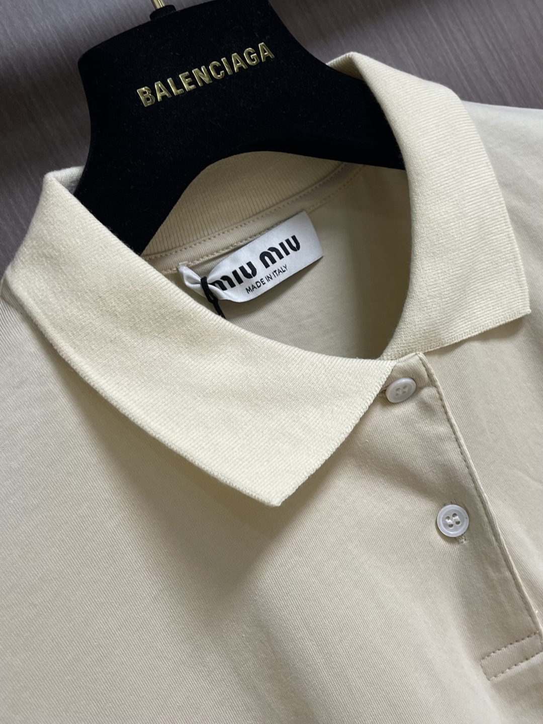 Miu Miu Beige Long Sleeve Polo Shirt - Embroidered Logo, Cotton Piqué 4 cmp i1760984868169 9277 0 3
