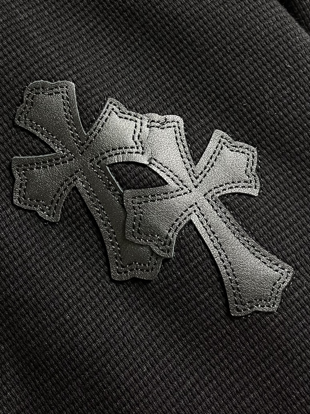 Chrome Hearts Waffle Knit Thermal Long Sleeve T-Shirt with Leather Accents 6 cmp i1761159102667 6352 0 4