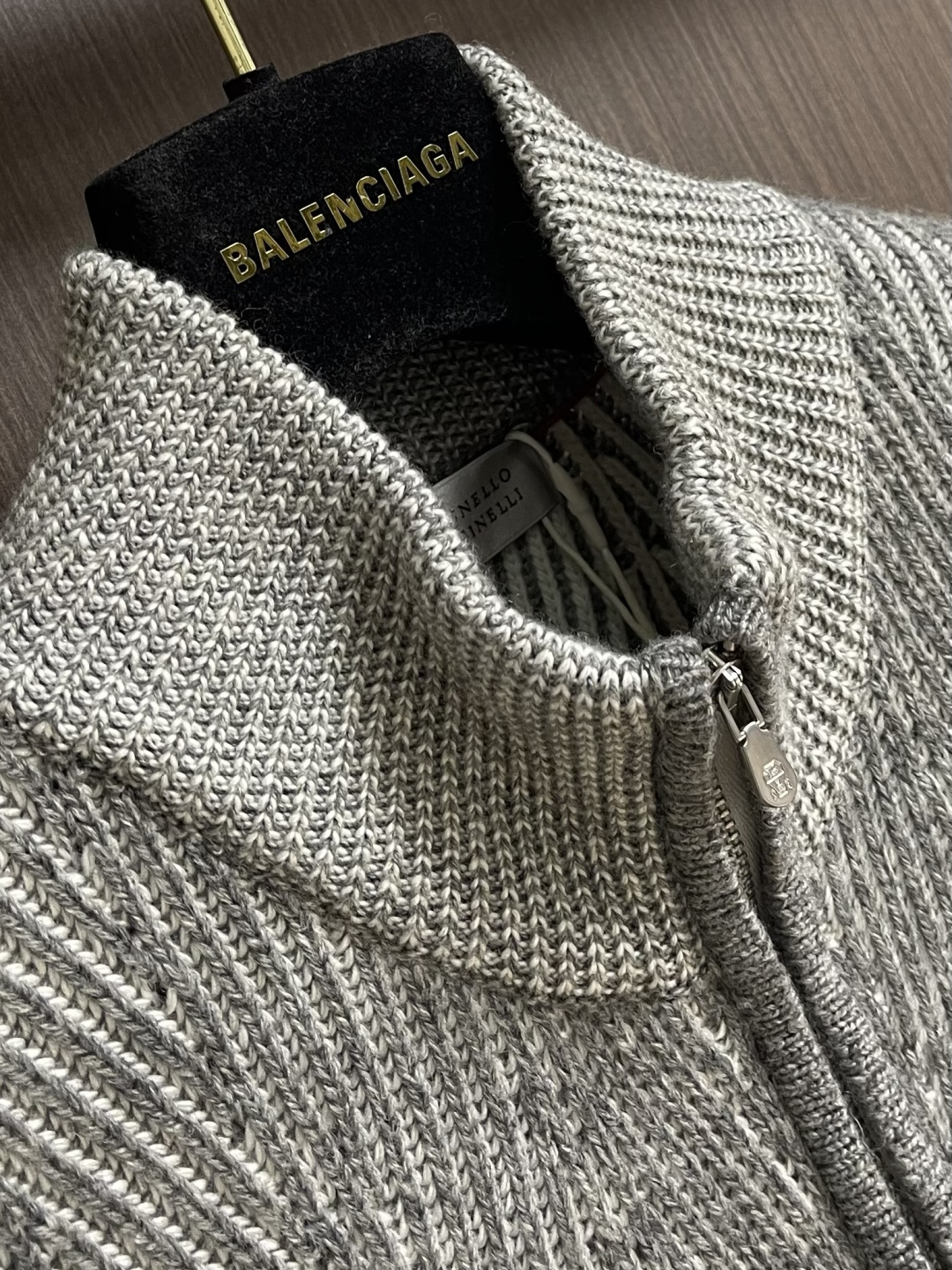 BC BrunelloCucinelli布鲁内洛·库奇内利男士商务休闲简约百搭立领拉链双线人字纹针织衫羊