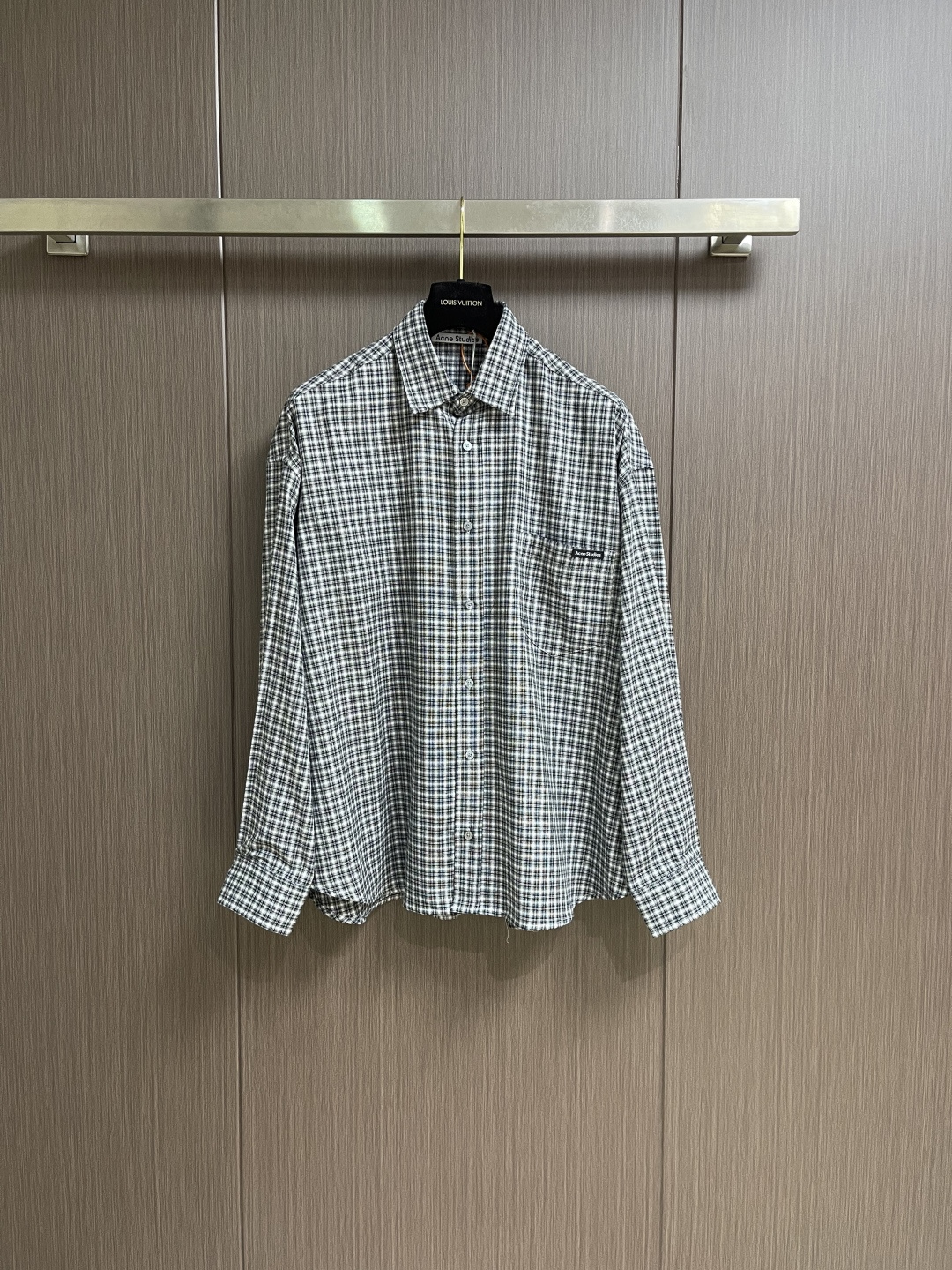 Acne Studios徽标格纹纽扣长袖衬衫，定制经26道缩绒工艺的法兰绒纹理清晰 质感十足 舒适贴肤 