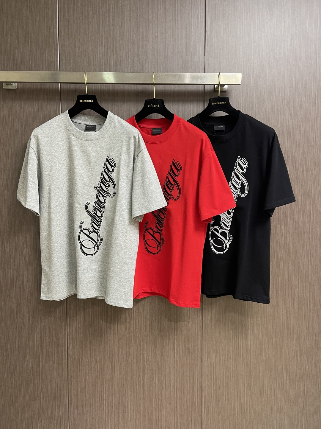 BALENCIAGA 印花logo标识短袖T恤，定织面料工艺洗水处理 高克重300克面料 质感十足 布面