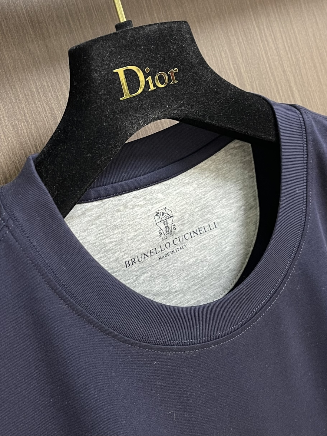 Brunello Cucinelli BC 胸前刺绣假两件圆领短袖T恤，2026SS早春新款短袖 男士日