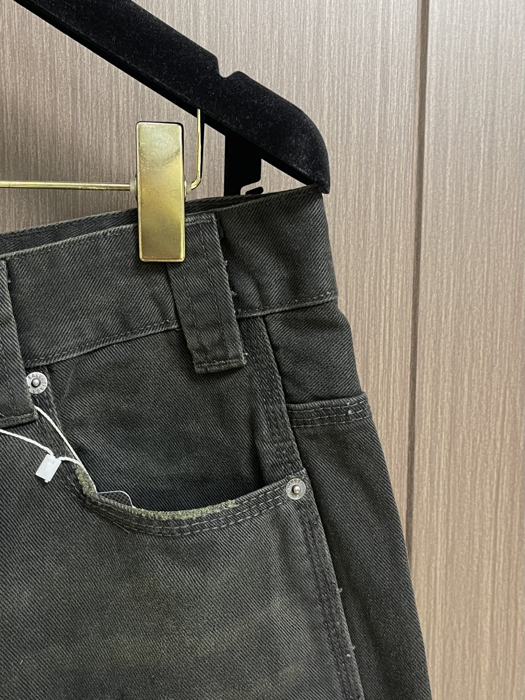 Balenciaga 2026ss新款双膝铆钉拼接撞色小众设计感vintage美式复古baggy牛仔裤，