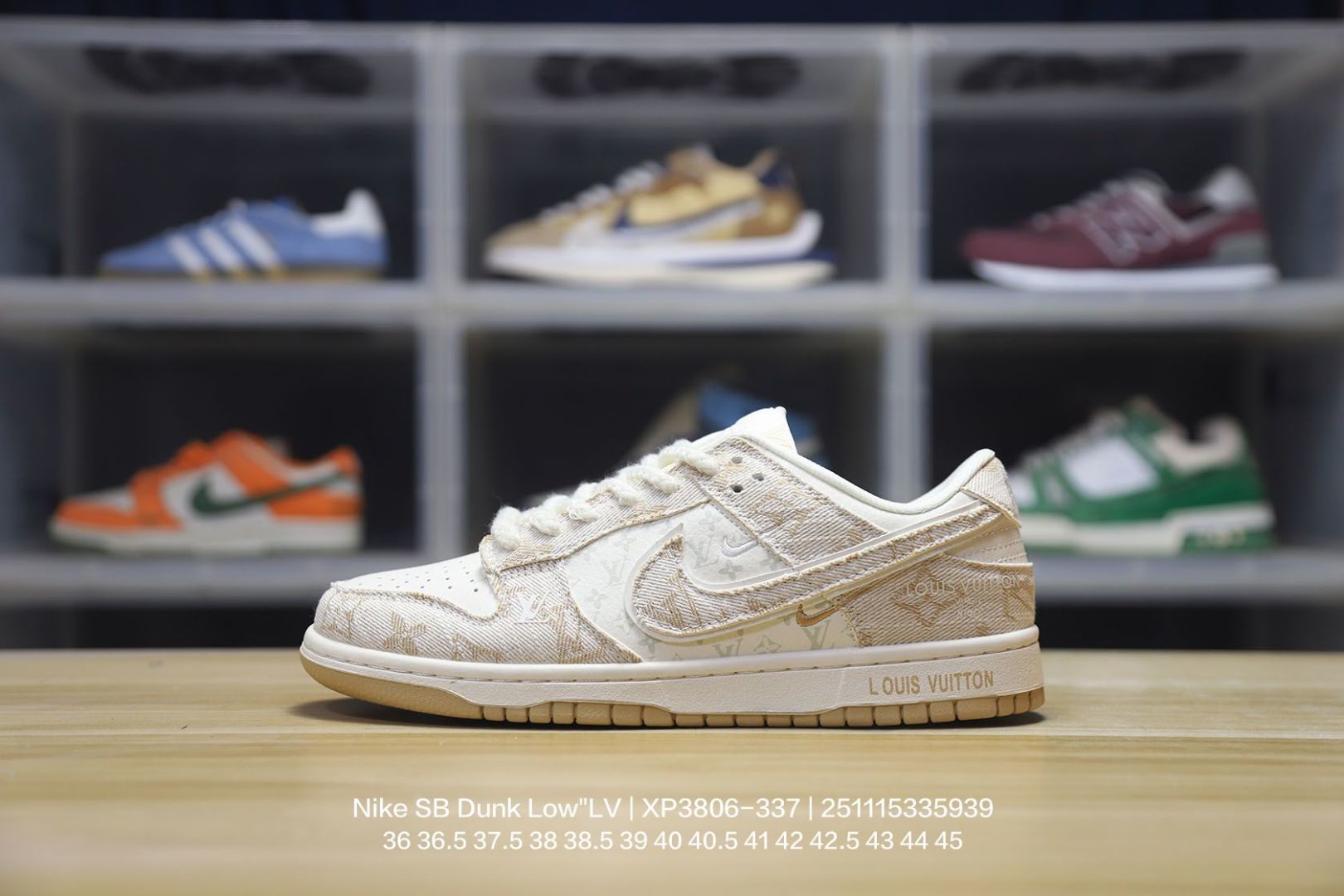 💰120
Nike/耐克 男女鞋真标半码制，全新更新数据窄楦翘头版型，采用荔枝纹牛剖革组合提花牛仔帆布鞋面材质，大厂水平严控清洁度，缜密拉帮中底布，鞋垫嵌EVA缓震物料及背胶，全新窄版翘头耐磨橡胶大底❗️创意定制配色,联乘法国顶级高奢品牌·路易威登Louis Vuitton x Nike SB Dunk Low"LV Monogram"扣篮系列低帮休闲运动滑板板鞋 XP3816-337

类型：男女鞋
码数：36 36.5 37.5 38 38.5 39 40 40.5 41 42 42.5 43 44 45
编码：251115335.939