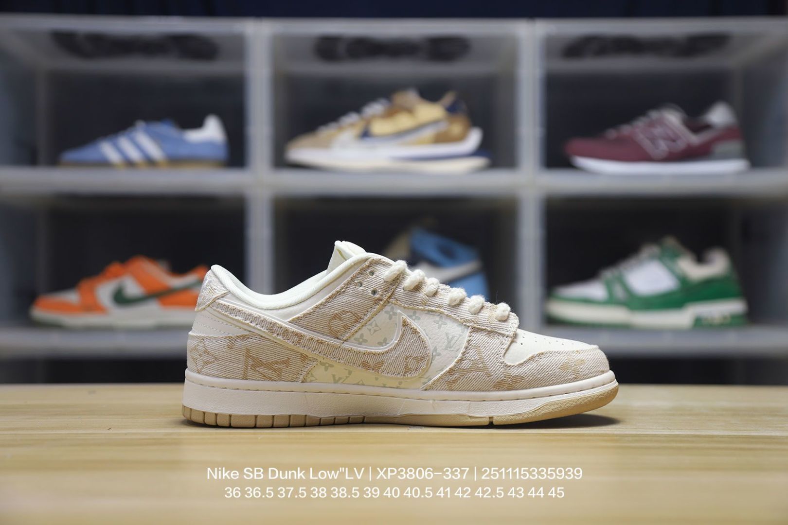 💰120
Nike/耐克 男女鞋真标半码制,全新更新数据窄楦翘头版型,采用荔枝纹牛剖革组合提花牛仔帆布鞋面材质,大厂水平严控清洁度,缜密拉帮中底布,鞋垫嵌EVA缓震物料及背胶,全新窄版翘头耐磨橡胶大底❗️创意定制配色,联乘法国顶级高奢品牌·路易威登Louis Vuitton x Nike SB Dunk Low"LV Monogram"扣篮系列低帮休闲运动滑板板鞋 XP3816-337
类型:男女鞋
码数:36 36.5 37.5 38 38.5 39 40 40.5 41 42 42.5 43 44 45
编码:251115335.939