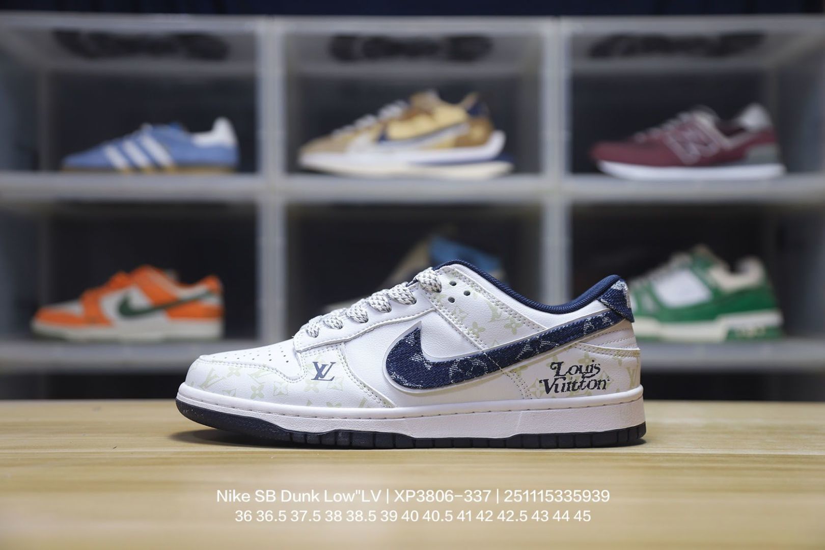 💰120
Nike/耐克 男女鞋真标半码制，全新更新数据窄楦翘头版型，采用荔枝纹牛剖革组合提花牛仔帆布鞋面材质，大厂水平严控清洁度，缜密拉帮中底布，鞋垫嵌EVA缓震物料及背胶，全新窄版翘头耐磨橡胶大底❗️创意定制配色,联乘法国顶级高奢品牌·路易威登Louis Vuitton x Nike SB Dunk Low"LV Monogram"扣篮系列低帮休闲运动滑板板鞋 XP3816-337

类型：男女鞋
码数：36 36.5 37.5 38 38.5 39 40 40.5 41 42 42.5 43 44 45
编码：251115335.939