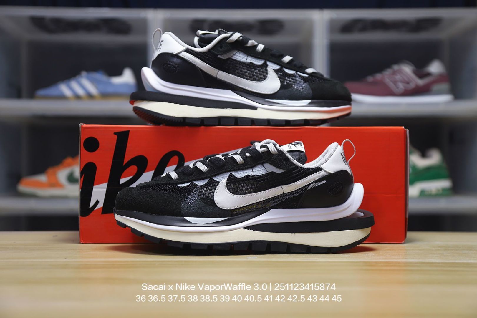 💰190
Nike/耐克 原厂机台飞织网纱鞋面材质,东莞百宏织唛双鞋舌标,正确数据印转工艺,钩子的边缘描漆整齐,独立私模正确五层分离大底,中底嵌入超轻发泡EVA缓震材质及V型TPU稳固支持架,双层进口无味切片打磨组合鞋底,外置超国标95%橡胶外底❗再掀解构热潮,潮流时尚增高利器❗联名日式解构美学小众时装品牌Sacai x Nike VaporWaffle 3.0"Royal Fuchsia"系列改良马拉松变形解构前卫设计五层底休闲运动慢跑鞋“透吸浅灰黑红宝蓝大重叠双钩子”
类型:男女鞋
码数:36 36.5 37.5 38 38.5 39 40 40.5 41 42 42.5 43 44 45
编码:251123415.874