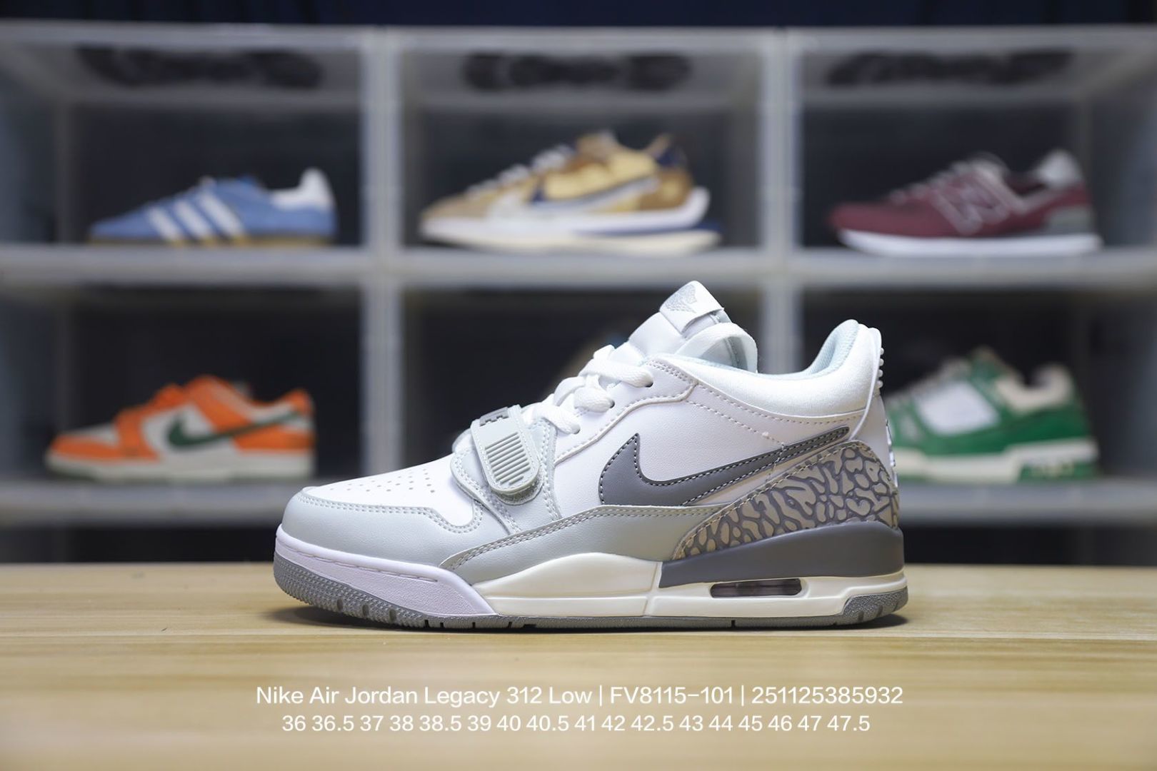 💰170Jordan/乔丹 男女鞋真标半码制，升级原楦原纸版数据开发版型，采用皮组合牛剖革鞋面材质，中底PU内嵌开窗式Air缓震气垫，外置防滑耐磨橡胶大底❗️三合一最强合体，多种新配色回归!耐克Nike Air Jordan Legacy 312 Low"Sea Glass"乔丹最强三合一混合版本低帮文化休闲运动篮球鞋“白灰绿 FV8115-101
类型：男女鞋
码数：36 36.5 37 38 38.5 39 40 40.5 41 42 42.5 43 44 45 46 47 47.5 
编码：251125385.932
