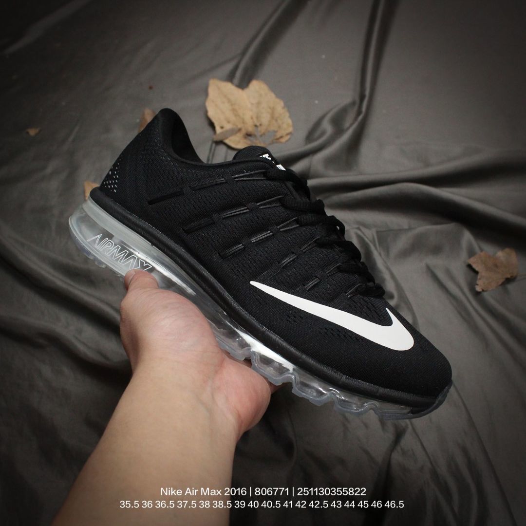 Nike/耐克 原档案数据开发纸版楦型,原厂OrthoLite(欧索莱)去味海绵鞋垫,超轻薄EVA拉帮中底材质,正确原厂钢印,全掌真Air缓震气垫大底❗️天猫长青款,耐克Nike Air Max 2016"Black/Sliver"贾卡网面全掌气垫休闲运动百搭慢跑鞋 806771 类型:男女鞋 编码:251130355.822