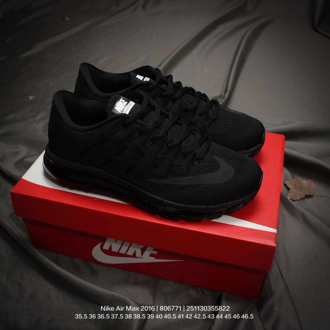 Nike/耐克 原档案数据开发纸版楦型,原厂OrthoLite(欧索莱)去味海绵鞋垫,超轻薄EVA拉帮中底材质,正确原厂钢印,全掌真Air缓震气垫大底❗️天猫长青款,耐克Nike Air Max 2016"Black/Sliver"贾卡网面全掌气垫休闲运动百搭慢跑鞋 806771 类型:男女鞋 编码:251130355.822