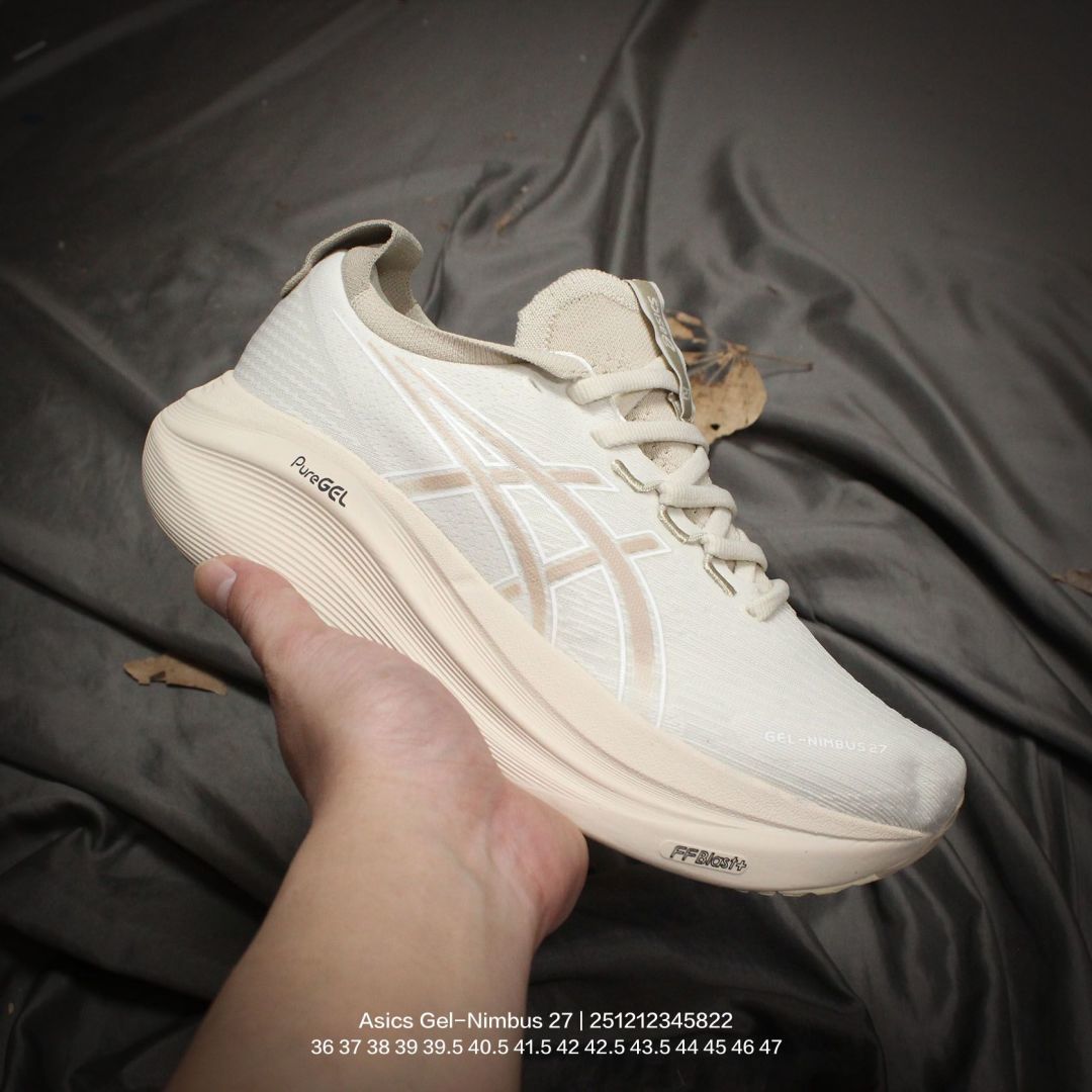 Asics/亚瑟士 男女标真标半码制,原楦原纸版开发,采用人体工学轻质透气工程提花网眼鞋面材质,全掌FF BLAST PLUS棉感中底,AHAR橡胶,兼顾抓地及耐久性底片❗️与新一代一起跑入舒适区,日本专业跑鞋品牌-亚瑟士/Asics Gel-Nimbus 27 雨云27代超顶级轻量化运动有氧慢跑鞋“波浪绿 类型:男女鞋 编码:251212345.822