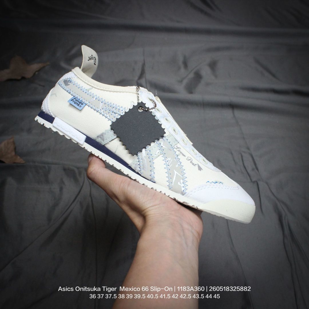 Asics/亚瑟士 💯男女鞋真标半码原盒制,原楦原档案数据开发纸版,采用原厂一致全工艺涤纶加密帆布面料舒适透气,超国标含胶率耐磨防滑RB大底❗️日产经典老牌-鬼塚虎/Onitsuka Tiger Mexico 66 Slip-On 墨西哥一脚蹬松紧带系列复古经典百搭休闲帆布慢跑鞋 1183A360 类型:男女鞋 编码:260518325.882