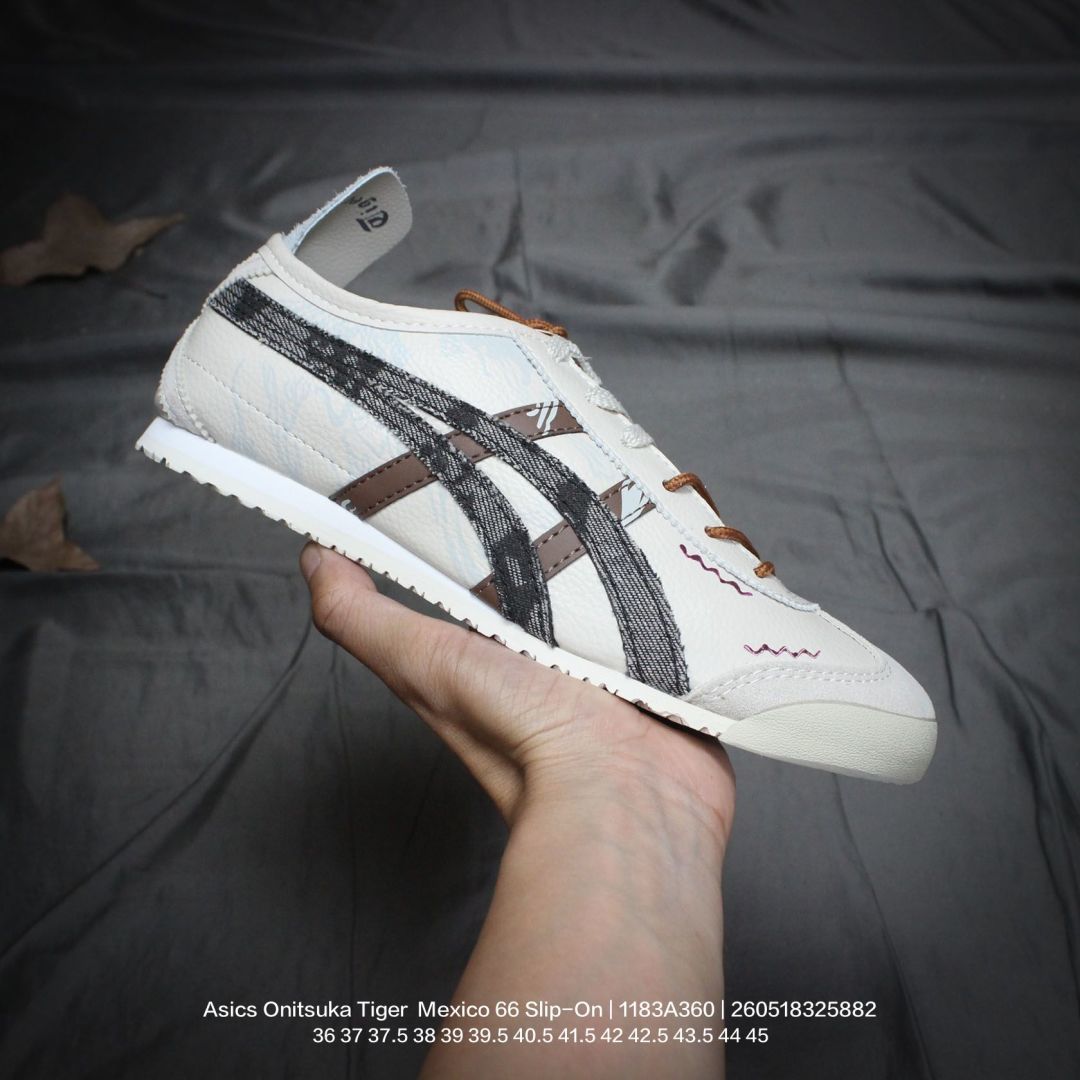 Asics/亚瑟士 💯男女鞋真标半码原盒制,原楦原档案数据开发纸版,采用原厂一致全工艺涤纶加密帆布面料舒适透气,超国标含胶率耐磨防滑RB大底❗️日产经典老牌-鬼塚虎/Onitsuka Tiger Mexico 66 Slip-On 墨西哥一脚蹬松紧带系列复古经典百搭休闲帆布慢跑鞋 1183A360 类型:男女鞋 编码:260518325.882
