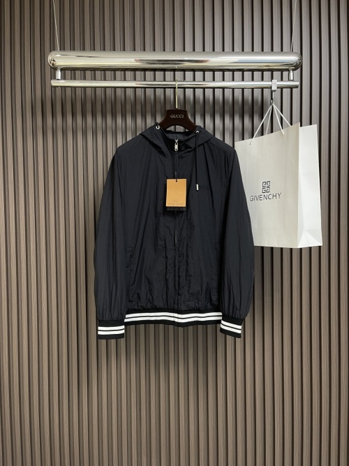 Givenchy Men's Black Lightweight Hooded Jacket with Striped Hemline 1 Givenchy Men's Black Lightweight Hooded Jacket with Striped Hemline