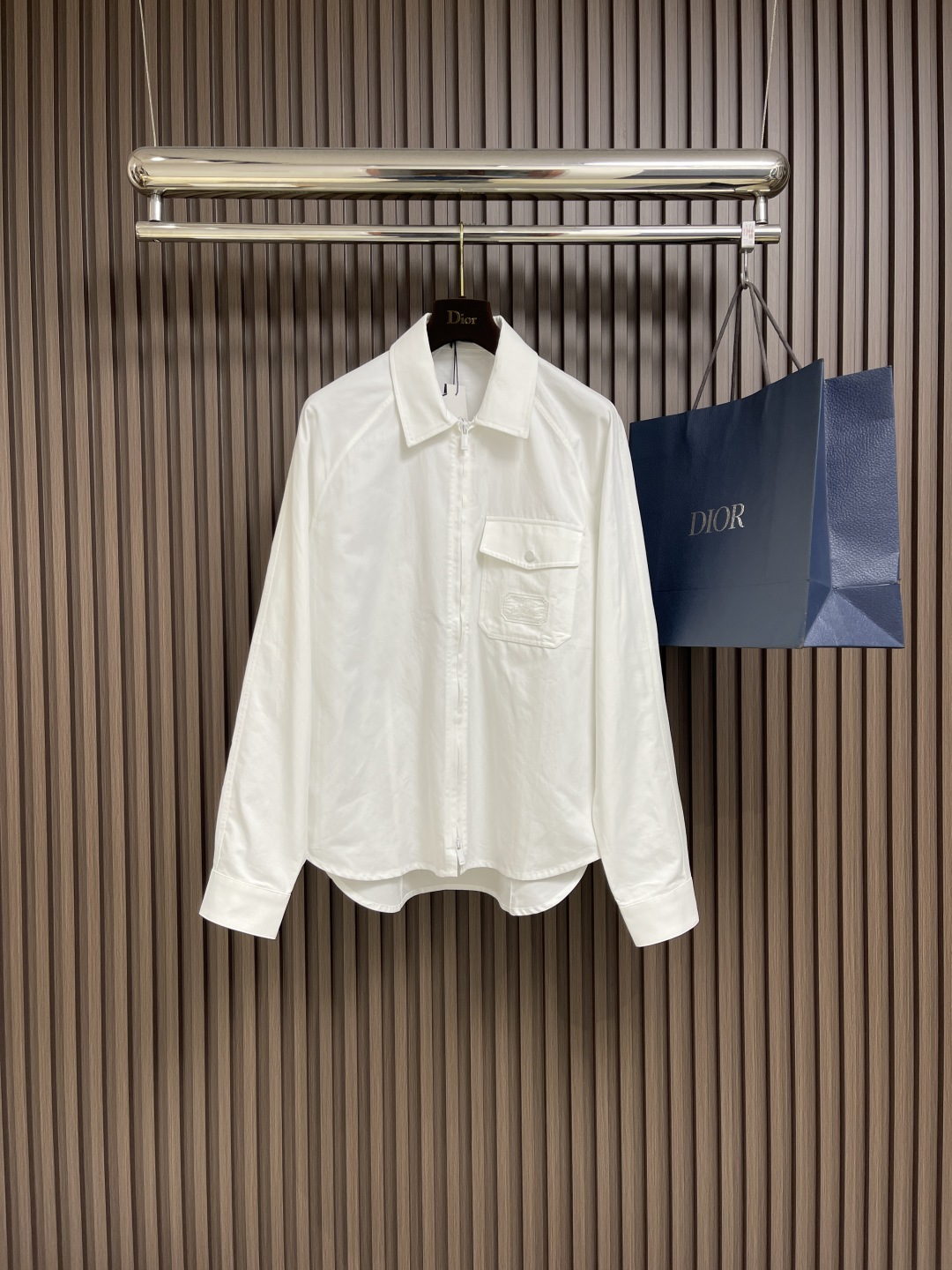 Dior and Hylton Nel White Cotton Twill Zip Shirt - Modern Casual Style 2 cmp i1741106209250 4554 0 0