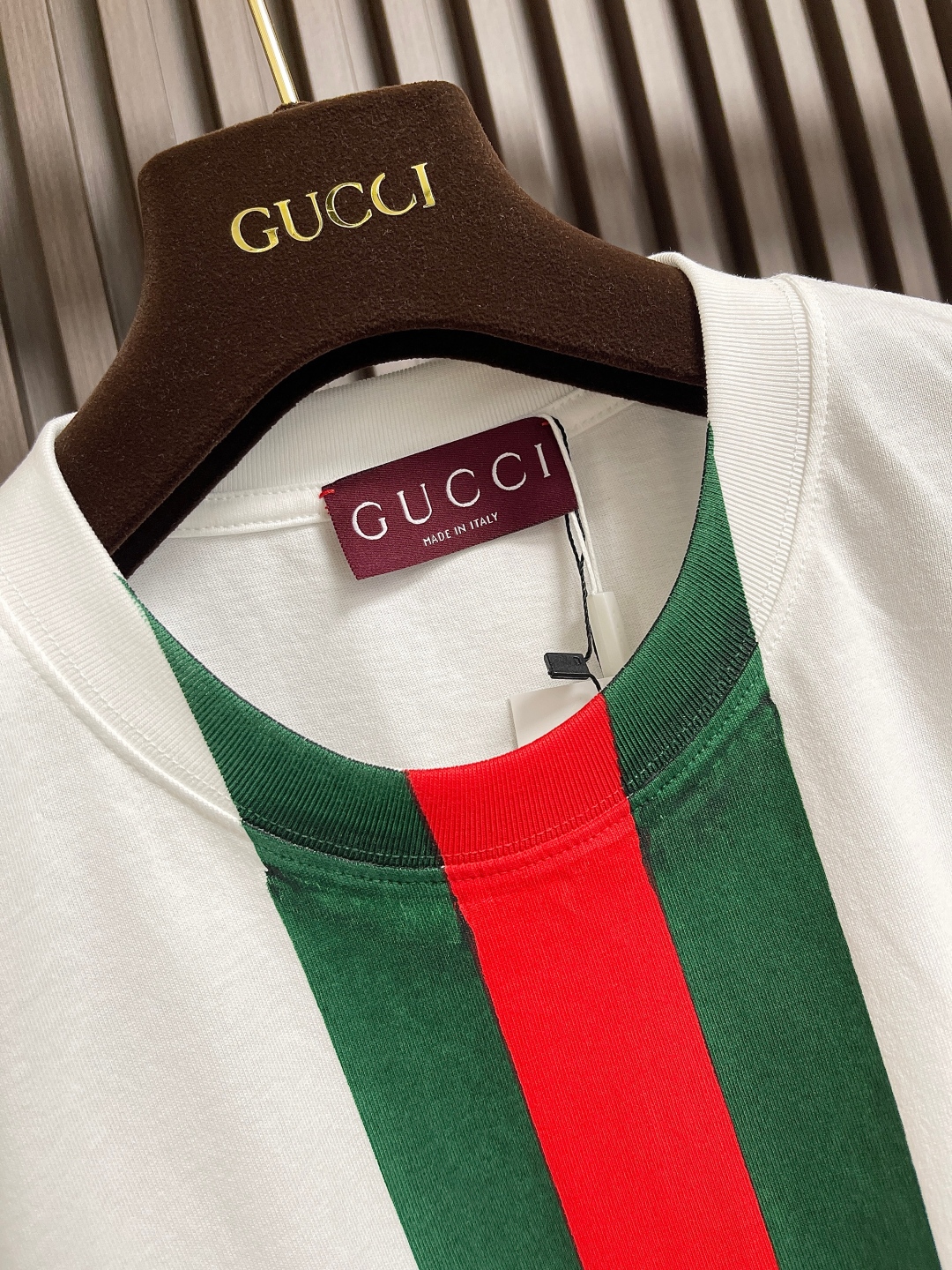 🛒🛒GUCCI 2025ss经典红绿条纹logo短袖T恤，采用15s精棉平纹面料 230g，罗纹：32s