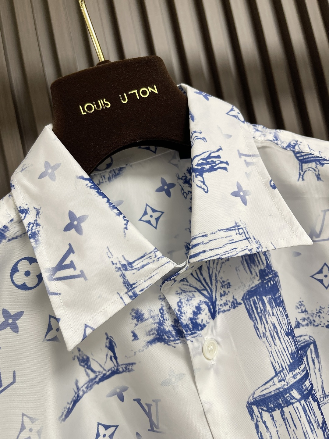 🛒🛒LV 2025ss秋冬新款长袖衬衫，经典领印花图案长袖丝麻衬衫！天然原料对花印染工艺！原版拆装对版印