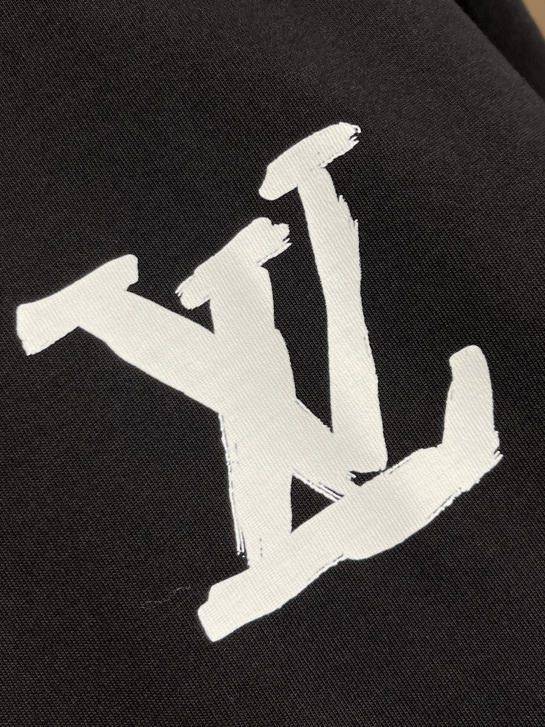 🛒🛒LV 2025fw夏季新款涂鸦刺绣短袖t恤，定制260g全棉双纱紧密爽滑面料，布面干净，布纹清晰，手