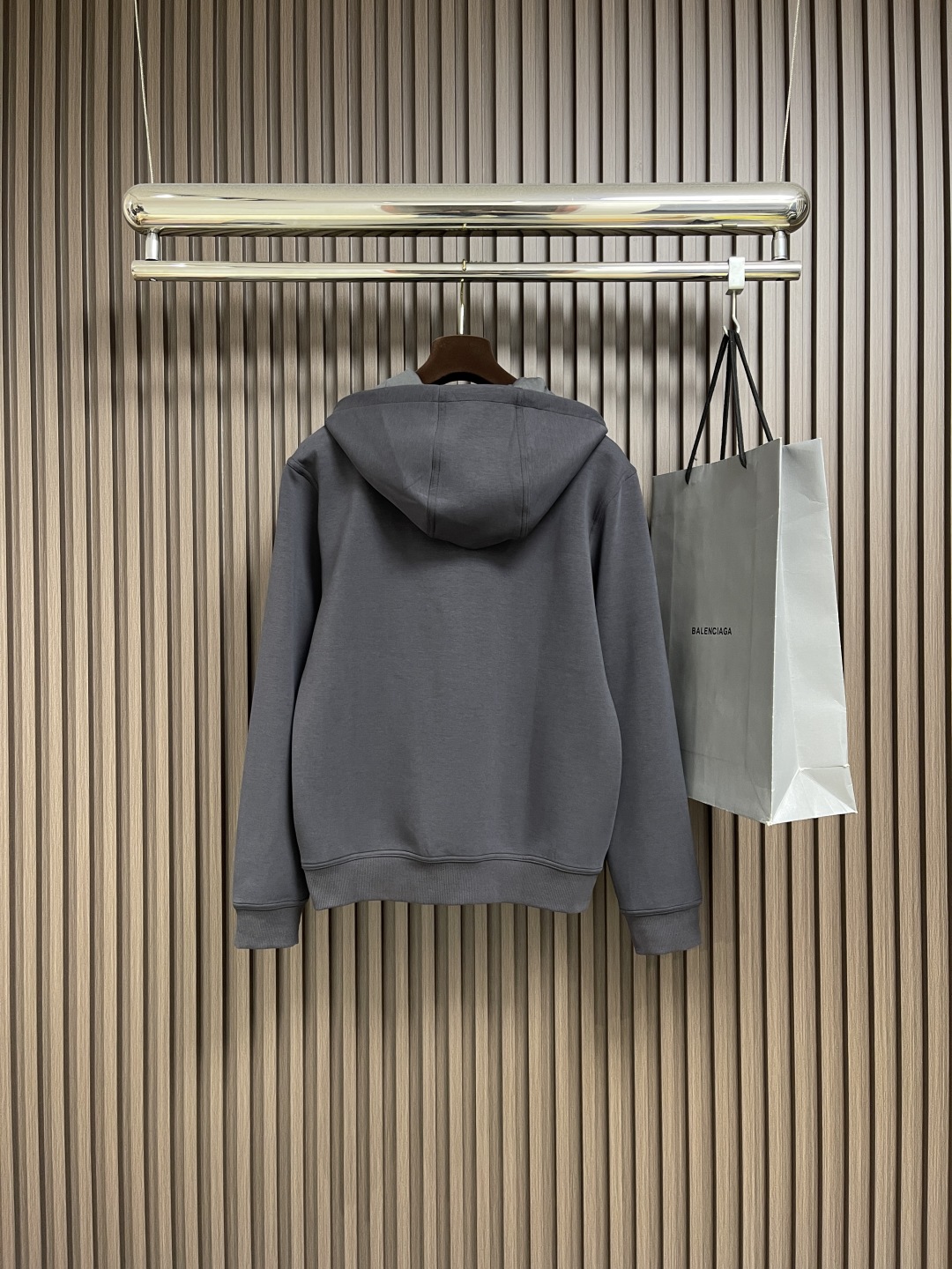 Balenciaga Gray Cotton Hoodie with Paris Logo Embroidery - Relaxed Fit 3 cmp i1755517130944 7147 0 1