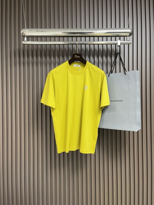 Loewe Women's Yellow Cotton T-Shirt with Embossed Lettering, Casual Summer Style 1 Loewe Women's Yellow Cotton T-Shirt with Embossed Lettering, Casual Summer Style