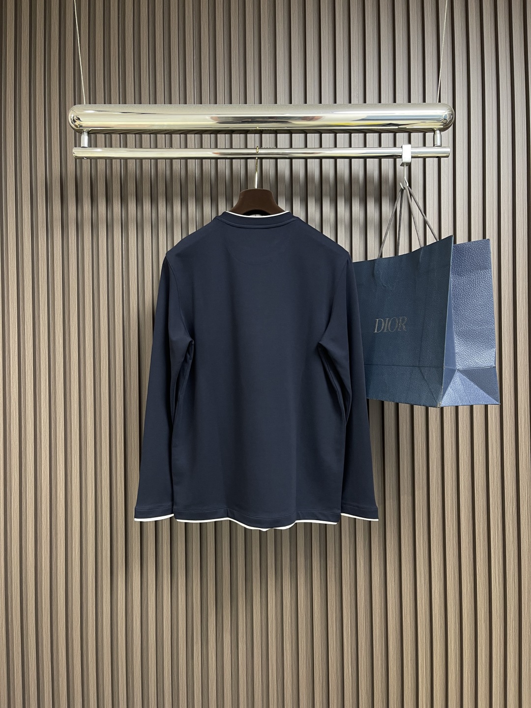 Dior Navy Blue Long Sleeve T-Shirt with White Trim Accents - Elegant Casual 3 cmp i1755872879856 5716 0 1