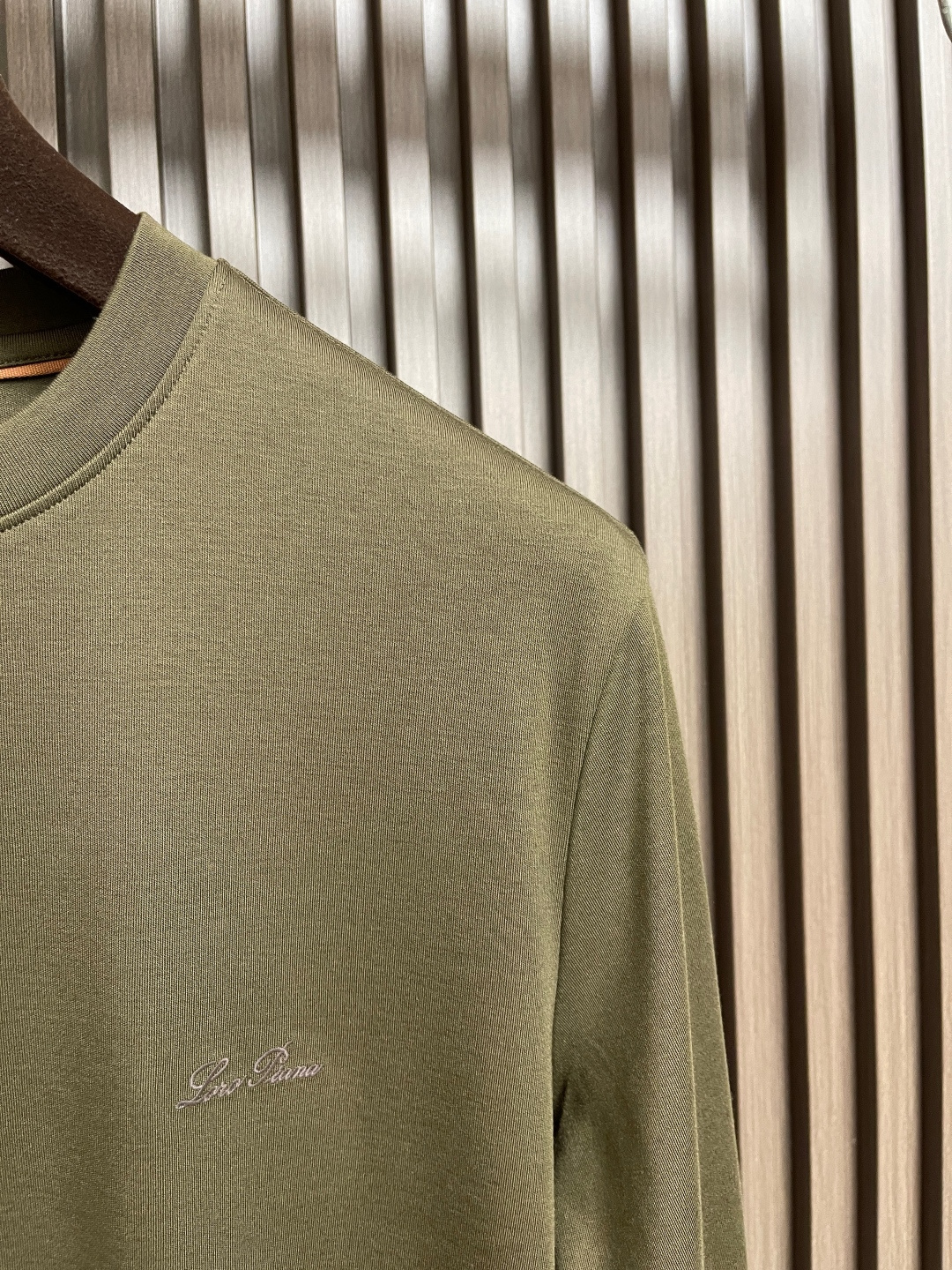 🛒🛒lP🆕 LoroPiana 2025ss秋冬新款长袖T恤打底衫，全品相！工艺采用胸前logo 刺绣设