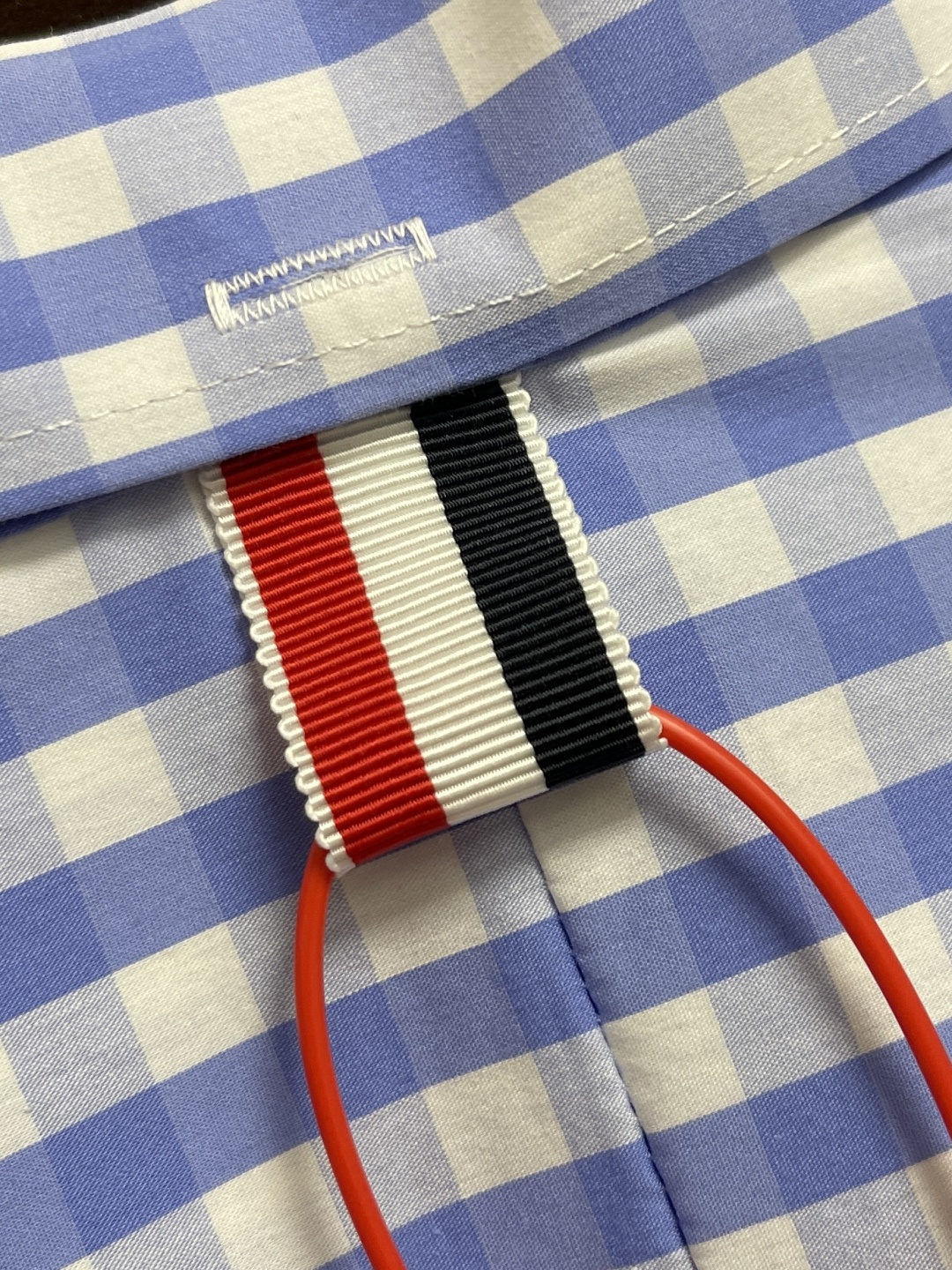 🛒🛒THOM BROWNE TB经典双袖织带色织格子长袖衬衫 面料采用高定色织定制100％新疆长绒棉深蓝