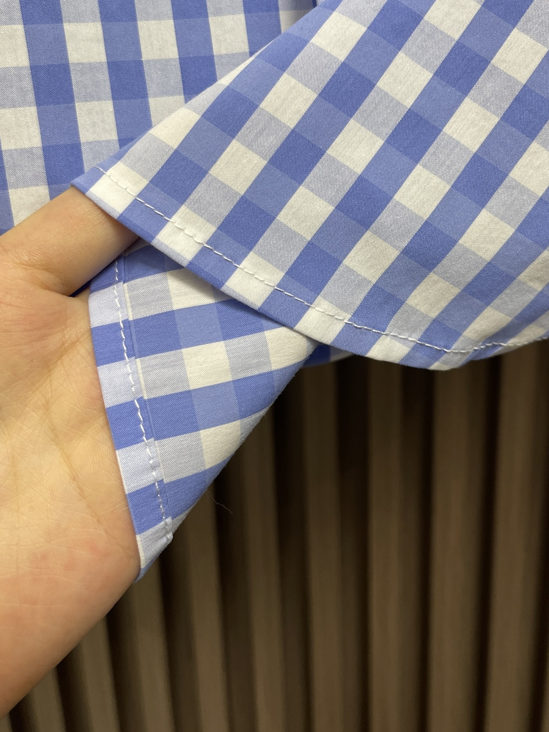 🛒🛒THOM BROWNE TB经典双袖织带色织格子长袖衬衫 面料采用高定色织定制100％新疆长绒棉深蓝