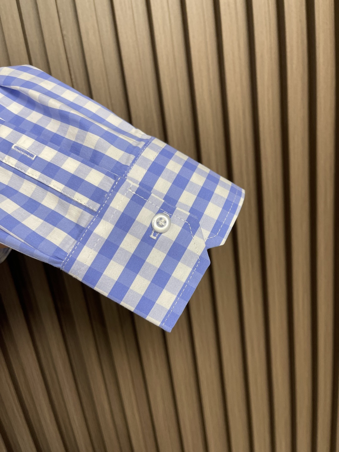 🛒🛒THOM BROWNE TB经典双袖织带色织格子长袖衬衫 面料采用高定色织定制100％新疆长绒棉深蓝