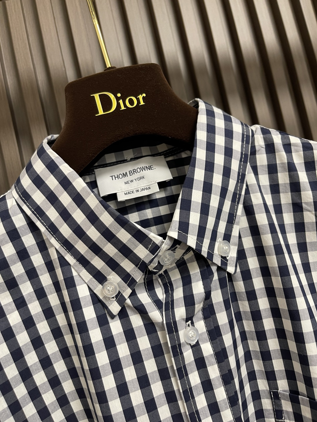 🛒🛒THOM BROWNE TB经典双袖织带色织格子长袖衬衫 面料采用高定色织定制100％新疆长绒棉深蓝