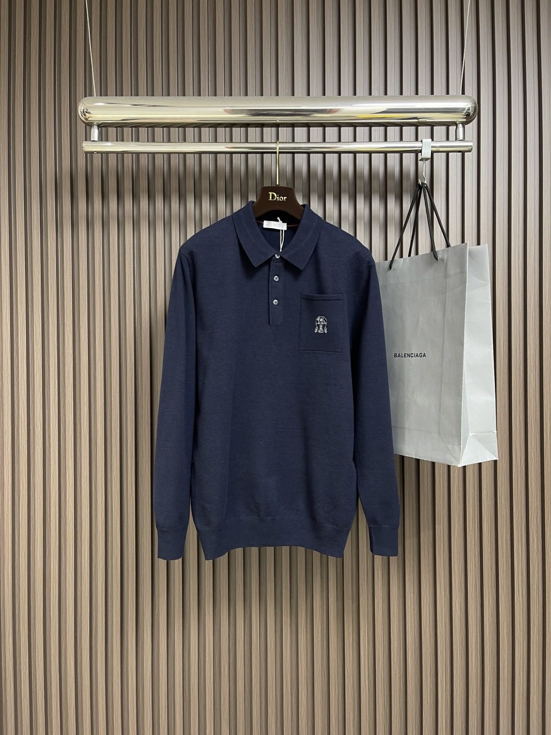 🛒🛒BrunelloCucinelli布鲁内洛．库奇内利 BC 长袖针织POLO衫 看似简约的设计 领口