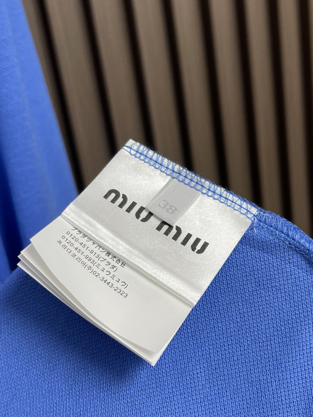 🛒🛒MIUMIU 东京PoPuP限定蓝拼翻领长袖POLO，拆解原版面料定向开发原版一致240克全棉精梳珠